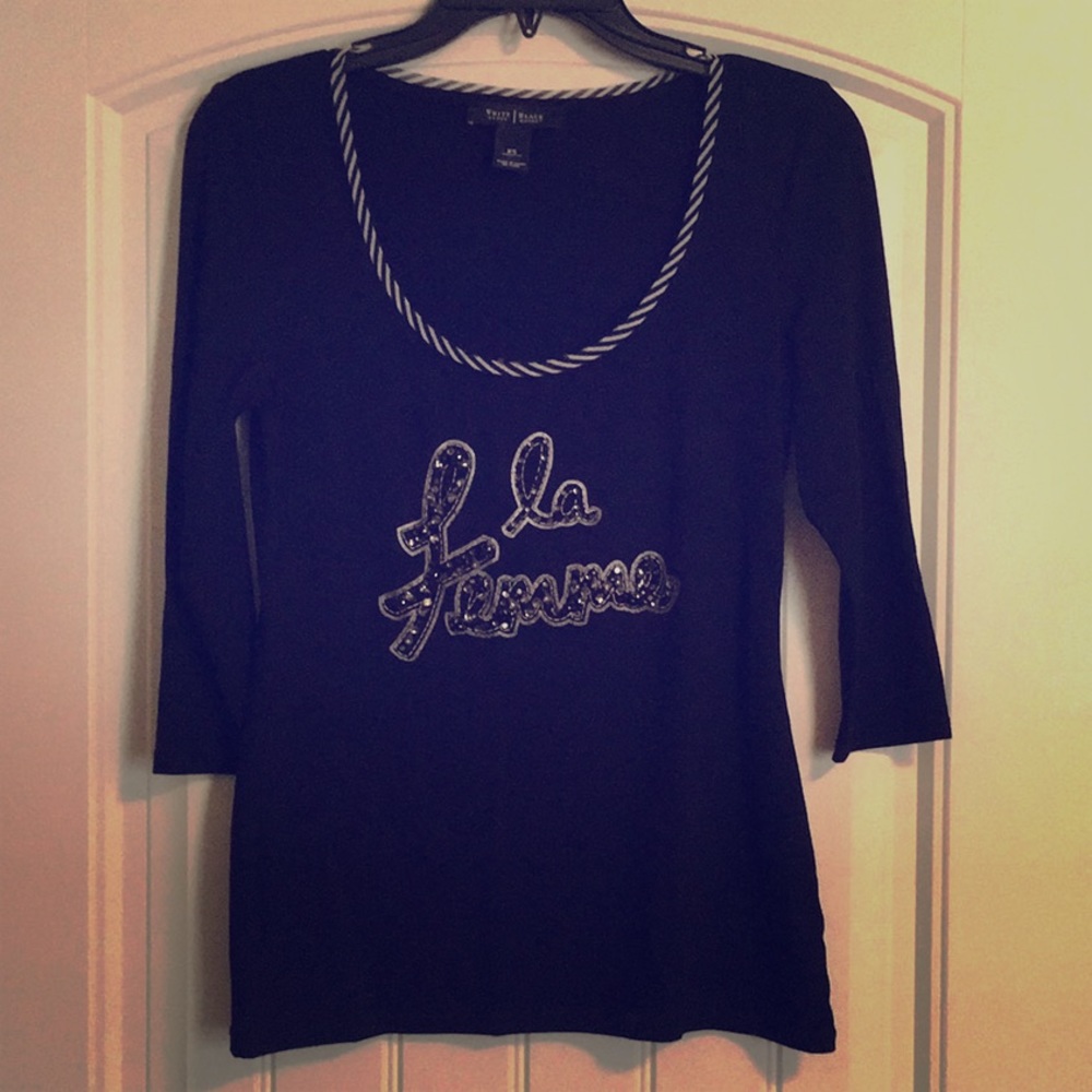 Black 3/4 sleeve WHBM shirt